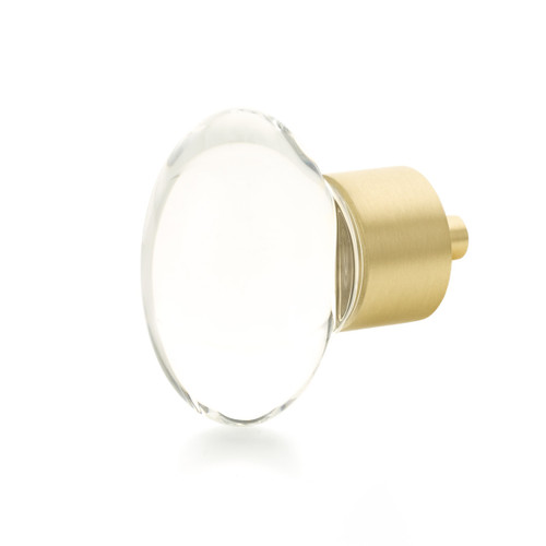 Schaub and Company, City Lights, 1 3/4" Oval Knob, Clear with Satin Brass