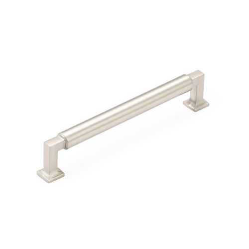 Schaub and Company, Haniburton, 6" Square Ended Pull, Satin Nickel