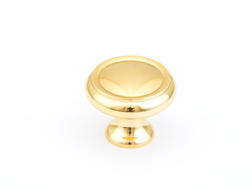 Schaub and Company, Traditional, 1 1/4" Ringed Round Knob, Polished Brass