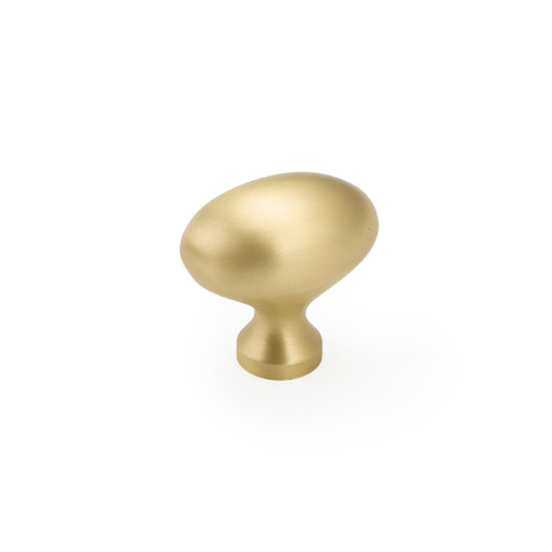 Schaub and Company, Country, 1 3/8" Egg Oval Knob, Satin Brass