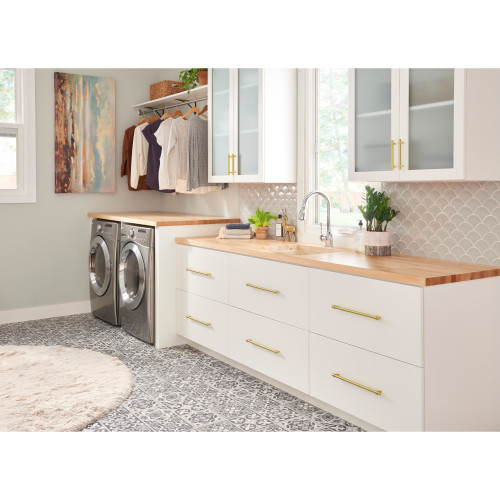 Jeffrey Alexander, Key Grande, 8 13/16" (224mm) Bar Pull, Brushed Gold - installed 4 Jeffrey Alexander, Key Grande, 8 13/16" (224mm) Bar Pull, Brushed Gold - installed 4