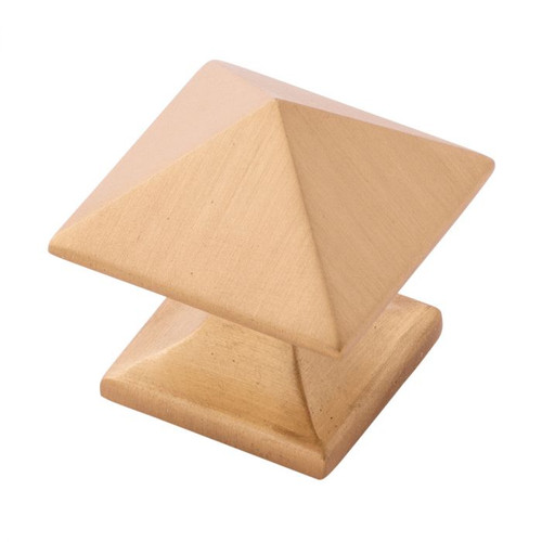 Belwith Hickory, Studio, 1 1/4" Square Knob, Brushed Golden Brass
