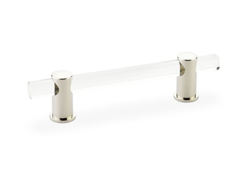 Schaub and Company, Lumiere, 4" Bar Pull, Clear Acrylic and Polished Nickel