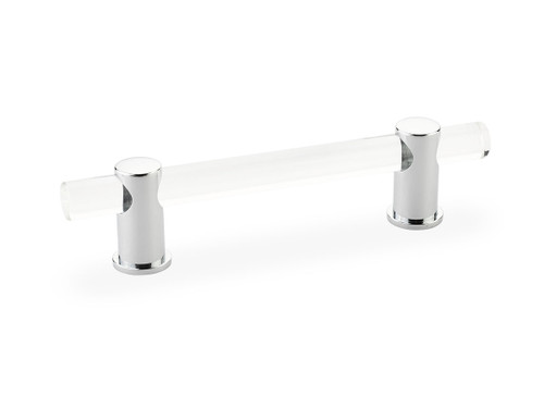 Schaub and Company, Lumiere, 4" Bar Pull, Clear Acrylic and Polished Chrome