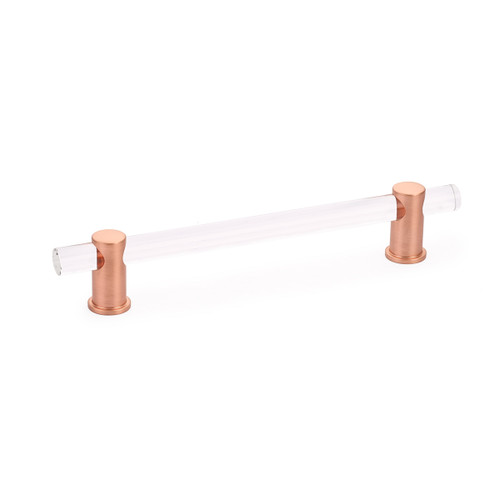 Schaub and Company, Lumiere, 6" Bar Pull, Clear Acrylic and Brushed Rose Gold