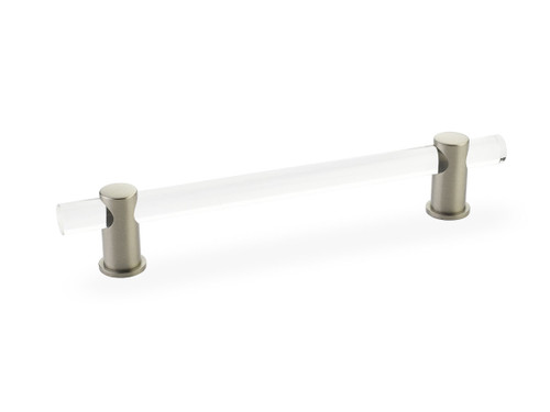 Schaub and Company, Lumiere, 6" Bar Pull, Clear Acrylic and Satin Nickel