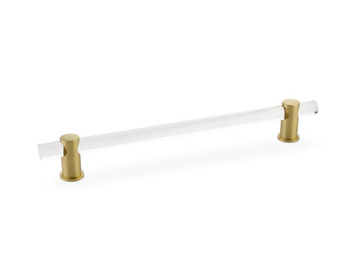 Schaub and Company, Lumiere, 8" Bar Pull, Clear Acrylic and Satin Brass