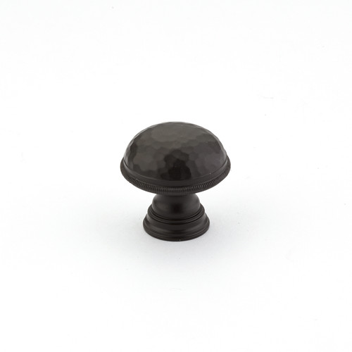 Schaub and Company, Atherton, 1 1/4" Hammered, Knurled Edge Round Knob, Oil Rubbed Bronze