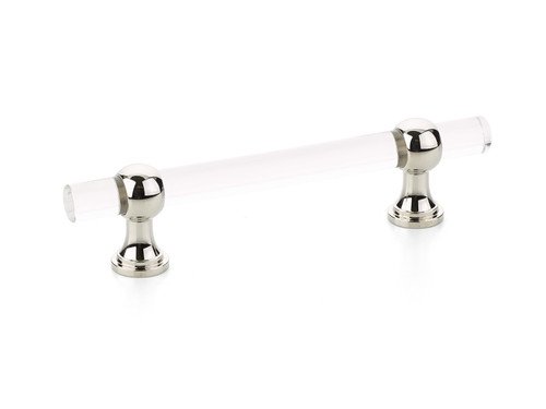 Schaub and Company, Lumiere Transitional, 4" Adjustable Bar Pull, Clear Acrylic and Polished Nickel