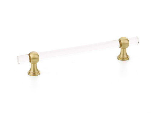 Schaub and Company, Lumiere Transitional, 6" Adjustable Bar Pull, Clear Acrylic and Satin Brass