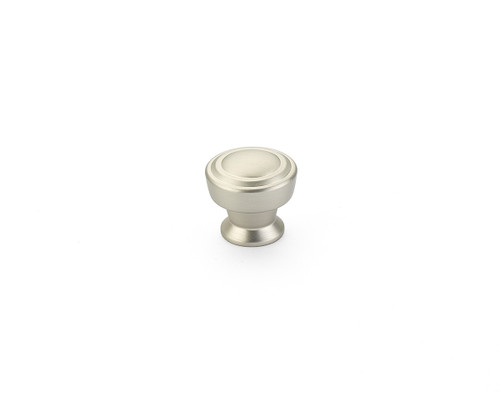 Schaub and Company, Menlo Park, 1 1/4" Ringed Round Knob, Satin Nickel