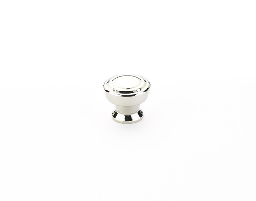 Schaub and Company, Menlo Park, 1 1/4" Ringed Round Knob, Polished Nickel