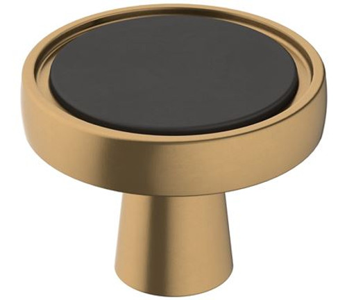 Amerock, Mergence, 1 3/8" Round Knob, Matte  Black with Champagne Bronze