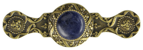 Notting Hill, Jewels, Victorian Jewel, 3" Ornate Pull, Antique Brass with Blue Sodalite Natural Stone