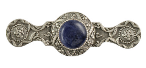 Notting Hill, Jewels, Victorian Jewel, 3" Ornate Pull, Antique Pewter with Blue Sodalite Natural Stone