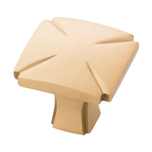 Belwith Hickory, Bridges, 1 3/16" Square Knob, Brushed Golden Brass