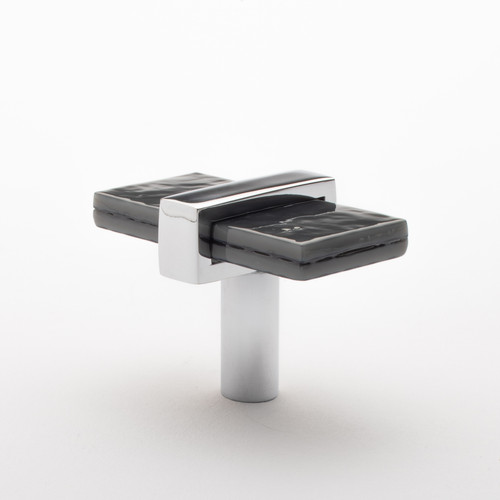 Sietto, Adjustable, Rectangle Knob, 2" Overall Length, Slate Grey with Polished Chrome Base