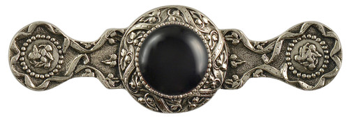 Notting Hill, Jewels, Victorian Jewel, 3" Ornate Pull, Brite Nickel with Onyx Natural Stone