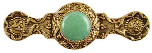 Notting Hill, Jewels, Victorian Jewel, 3" Ornate Pull, 24K Gold Finish with Green Aventurine Natural Stone