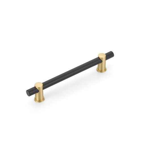 Schaub and Company, Fonce, 6" Bar Pull, Matte Black / Satin Brass