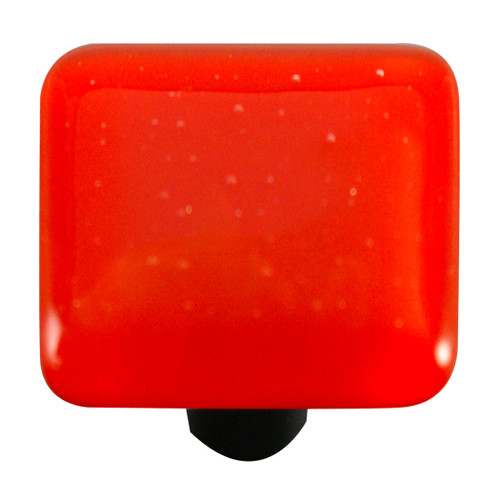 Aquila Art Glass, Solids, 1 1/2" Square Knob, Tomato Red