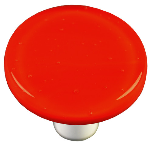 Aquila Art Glass, Solids, 1 1/2" Round Knob, Tomato Red