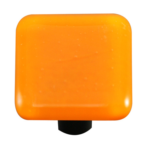 Aquila Art Glass, Solids, 1 1/2" Square Knob, Pumpkin Orange