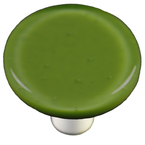 Aquila Art Glass, Solids, 1 1/2" Round Knob, Olive Green