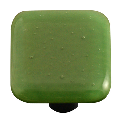 Aquila Art Glass, Solids, 1 1/2" Square Knob, Dark Forest Green