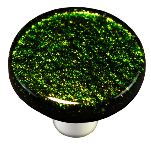 Aquila Art Glass, Solids, 1 1/2" Round Knob, Light Metallic Green