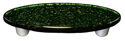 Aquila Art Glass, Solids, 3" Oval Straight Pull, Metallic Green