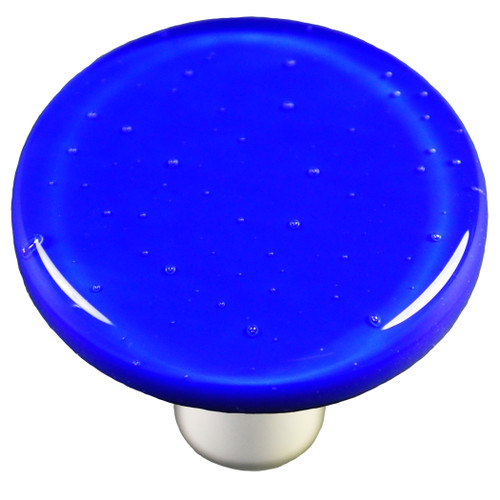 Aquila Art Glass, Solids, 1 1/2" Round Knob, Deep Cobalt Blue