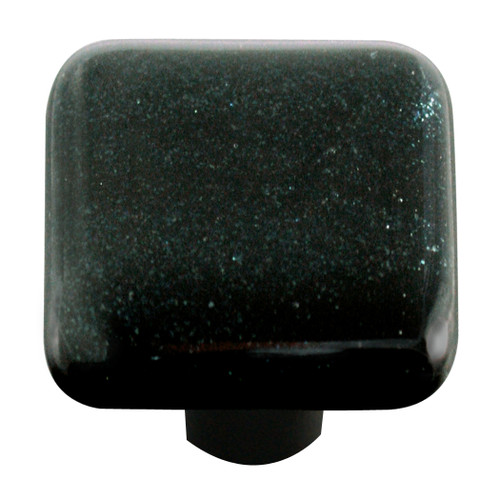 Aquila Art Glass, Solids, 1 1/2" Square Knob, Dark Metallic Blue