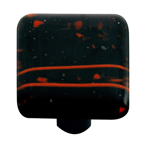 Aquila Art Glass, Mardi Gras, 1 1/2" Square Knob, Red and Black