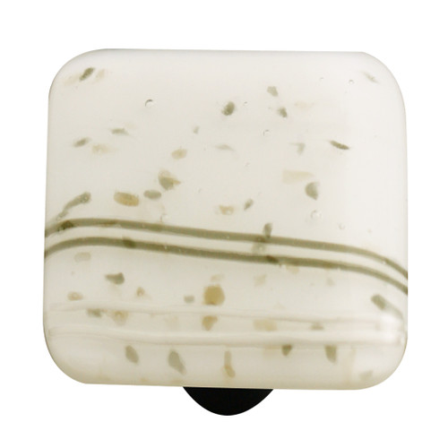 Aquila Art Glass, Mardi Gras, 1 1/2" Square Knob, Vanilla and White