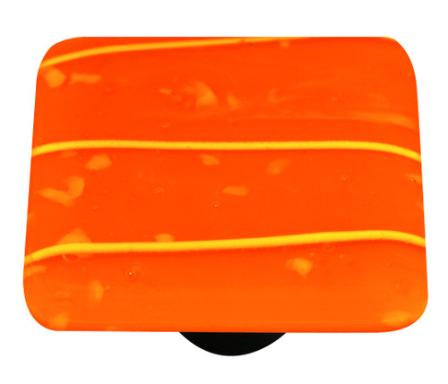 Aquila Art Glass, Mardi Gras, 1 1/2" Square Knob, Yellow and Orange