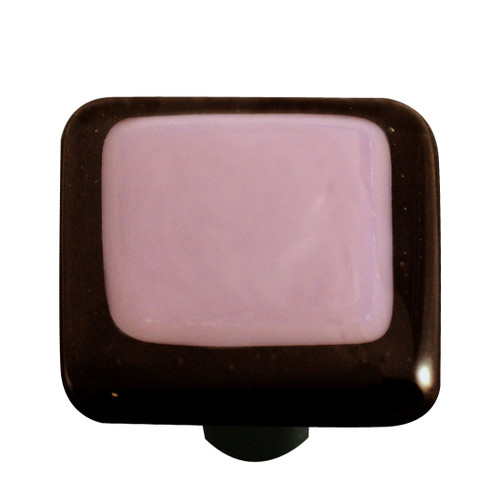 Aquila Art Glass, Borders, 1 1/2" Square Knob, Black Border Dusty Lilac