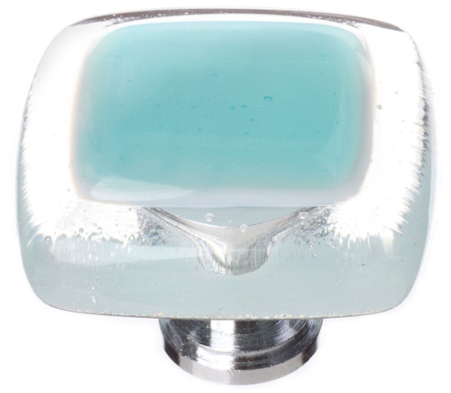 Sietto, Reflective, 1 1/4" Square Knob, Aqua