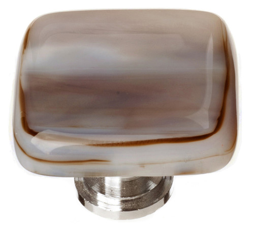 Sietto, Reflective, Cirrus, 1 1/4" Square Knob, White and Brown