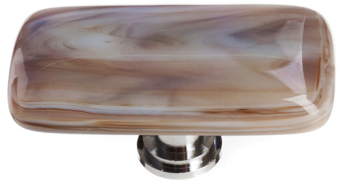 Sietto, Reflective, Cirrus, 2" Rectangle Knob, White and Brown