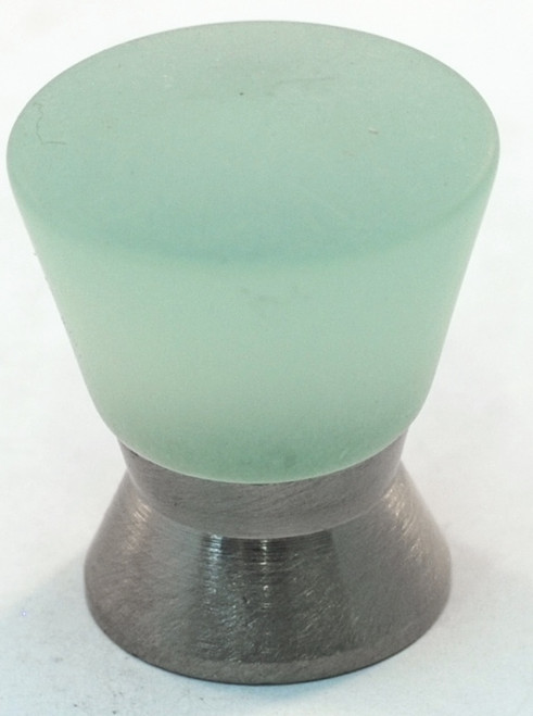 Cal Crystal, Athens, Polyester Cone with Solid Brass 25mm Knob, Light Green, shown in Satin Nickel