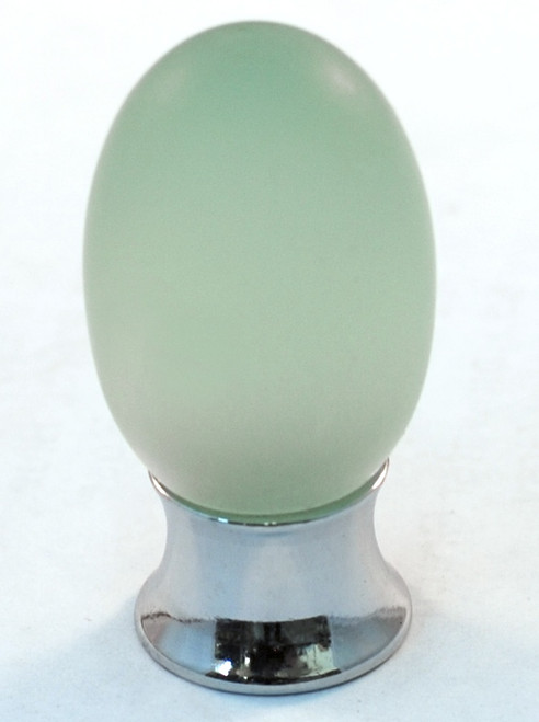 Cal Crystal, Athens, Polyester Oval with Solid Brass 20mm Knob, Light Green, shown in Polished Chrome