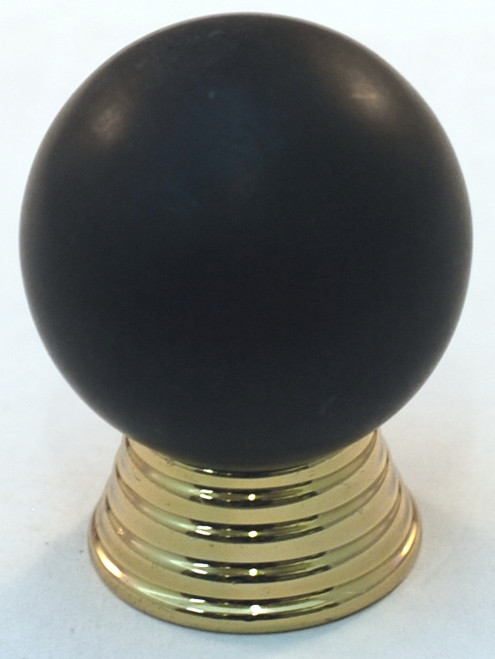 Cal Crystal, Athens, Polyester Round with Solid Brass 25mm Knob, Black, shown in Polished Brass