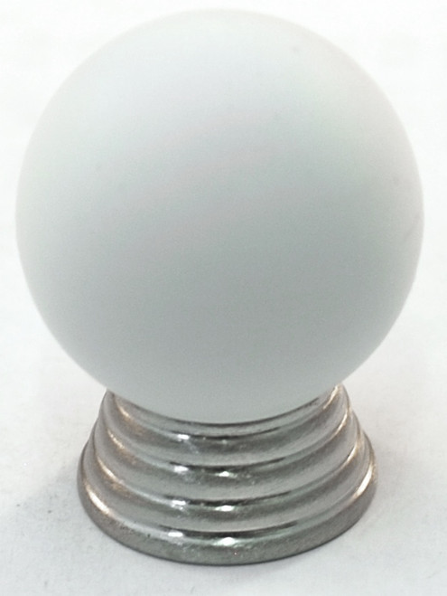 Cal Crystal, Athens, Polyester Round with Solid Brass 25mm Knob, White, shown in Satin Nickel