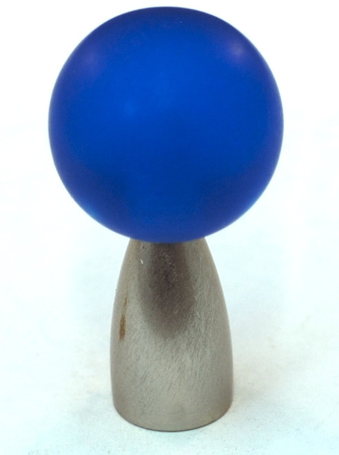 Cal Crystal, Athens, Polyester with Solid Brass 22mm Ball Knob, Blue, shown in Satin Nickel