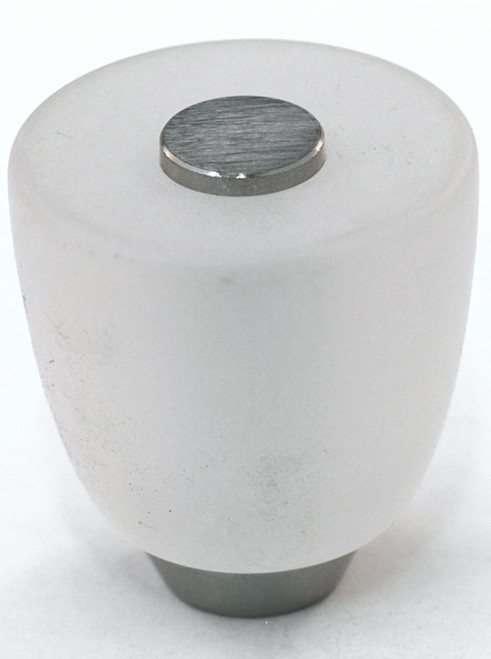 Cal Crystal, Athens, Polyester with Solid Brass 29mm Button Knob, Clear, shown in Satin Nickel