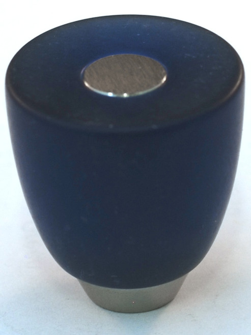 Cal Crystal, Athens, Polyester with Solid Brass 29mm Button Knob, Cobalt Blue, shown in Satin Nickel