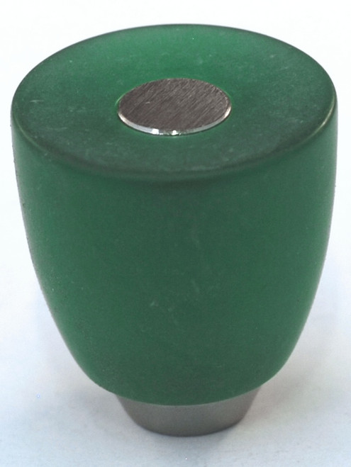 Cal Crystal, Athens, Polyester with Solid Brass 29mm Button Knob, Green, shown in Satin Nickel