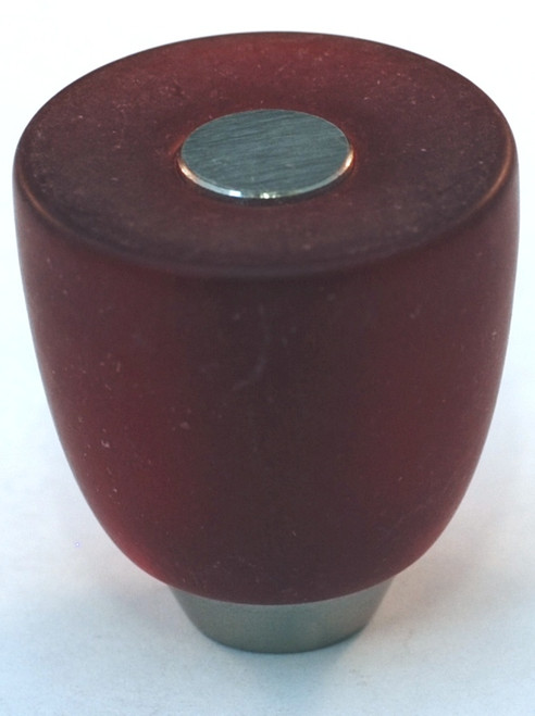 Cal Crystal, Athens, Polyester with Solid Brass 29mm Button Knob, Red, shown in Satin Nickel