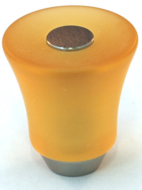 Cal Crystal, Athens, Polyester with Solid Brass 29mm Flared Knob, Amber, shown in Satin Nickel